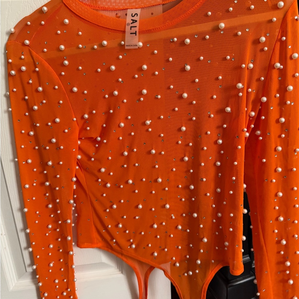 Salt Orange Pearl Embellished Top